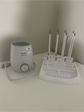Philips Avent Baby Bottle Warmer + Foldable Drying Rack Bundle